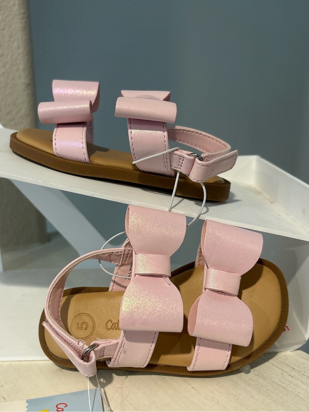 Toddler Girls' Ruby Bow Sandals Pink - Cat & Jack Toddler Child Size 5 NEW